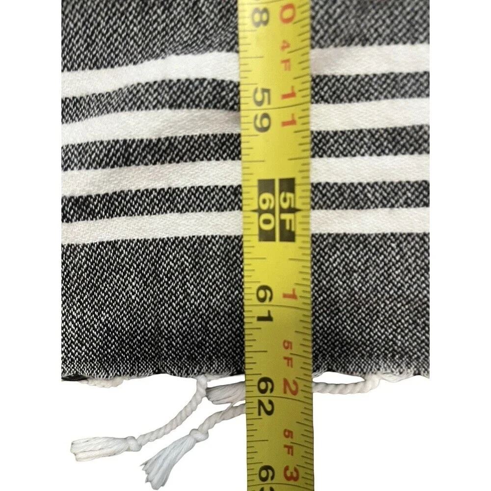 Utopia Turkish Beach Towel Black White Striped 100% Cotton 40x62 Fringe